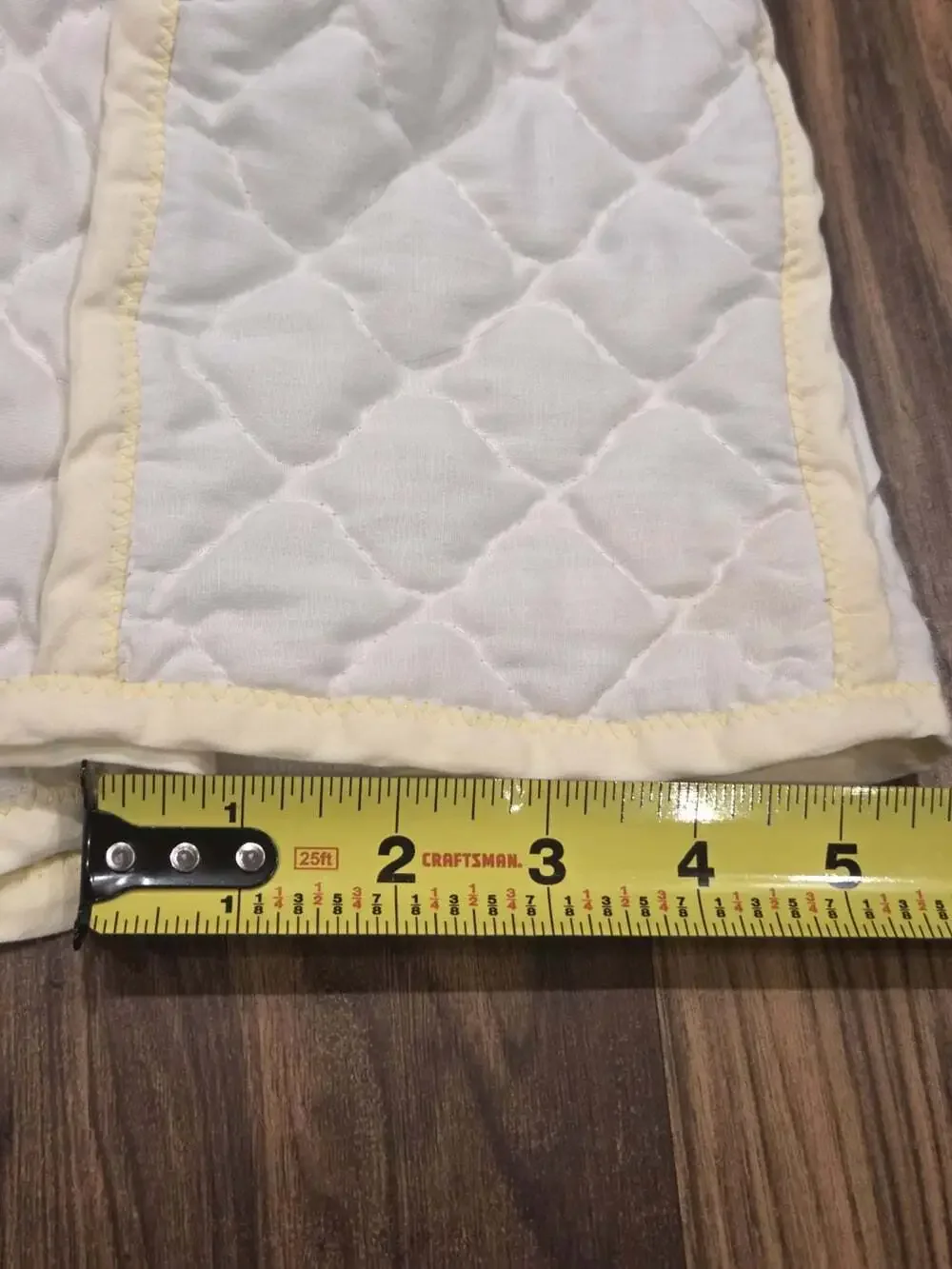 Vtg White Quilted Kitchen Appliance Dust Covers Set of 2 Yellow Trim Soft